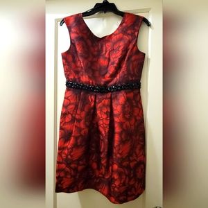 Eliza J Embellished Dress Red & Black Size 6P
